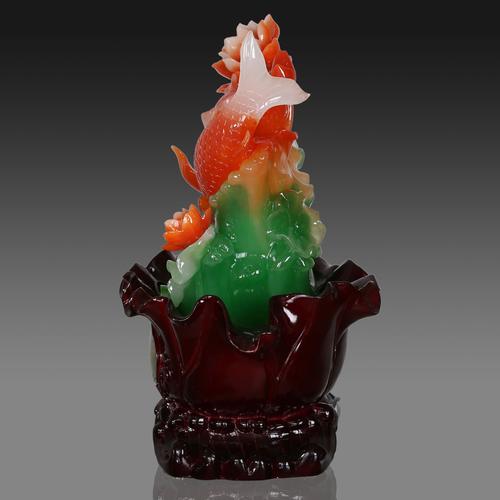 【年年有余树脂仿玉流水摆件 家居装饰工艺品批发 结婚乔迁礼品包邮】